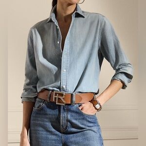 Ralph Lauren Denim Wash Womens Button-Up Shirt Size L